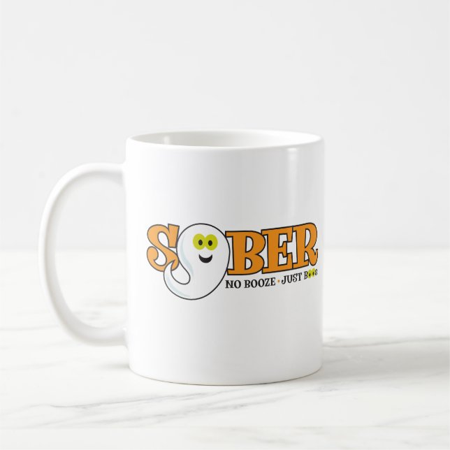 Sober Halloween mit Niedlichem Geist Kaffeetasse (Links)