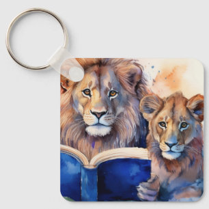Sober Lion and Cub w/ Big Book OM Gebet CUSTOM Schlüsselanhänger