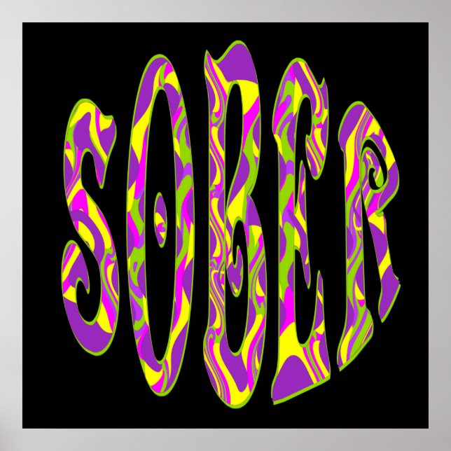 SOBER Retro 60's Art Psychedelic Poster (Vorne)