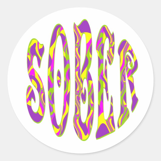 SOBER Retro 60's Art Psychedelic Runder Aufkleber (Vorderseite)