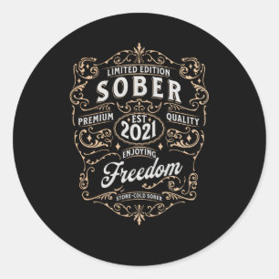 Sober seit 2021 Sobriety nüber Anniversary Runder Aufkleber