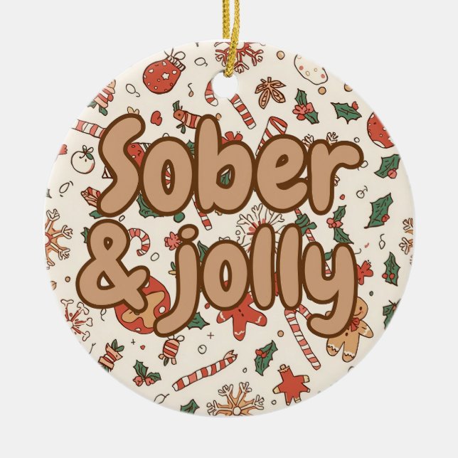 Sober Weihnachten Keramik Ornament (Vorne)