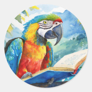 Soberer Papagei liest Big Book Recovery Runder Aufkleber