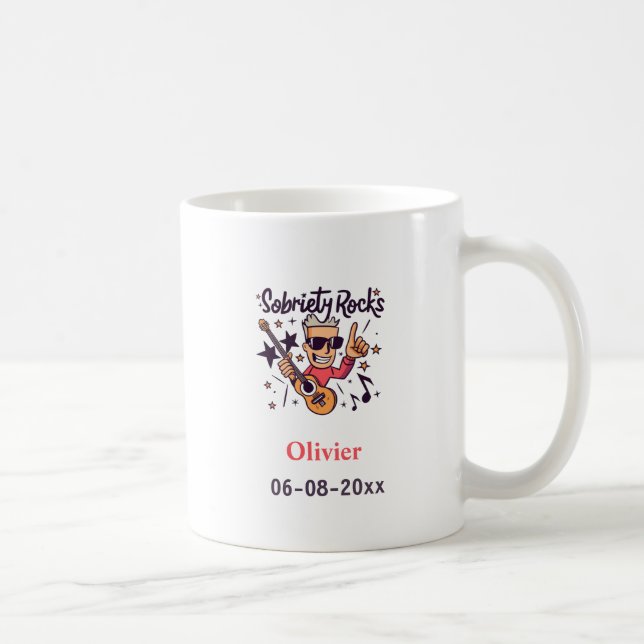 Sobriety Rocks Fun Cartoon Individuelle Name Sober Kaffeetasse (Rechts)