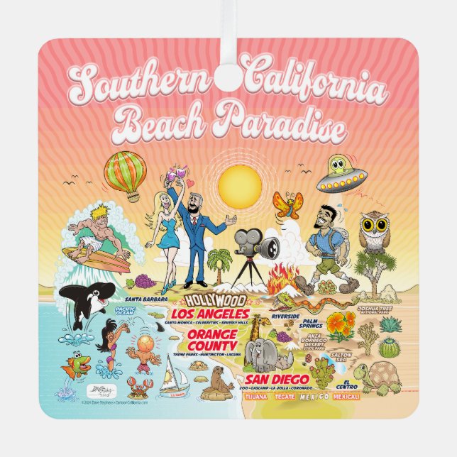 SoCal Beach Paradise Ornament Aus Metall (Vorderseite)