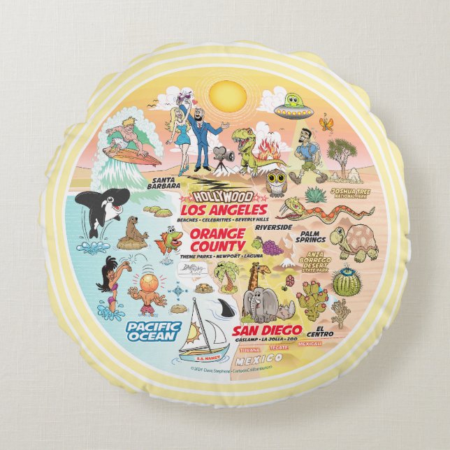 SoCal Dream Rundes Kissen (Vorderseite)