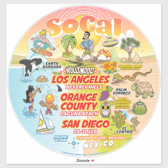 SoCal Paradise Custom-Cut Vinyl Sticker (Blatt)