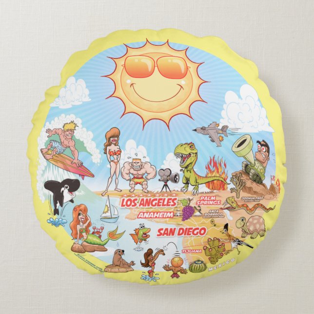 SoCal Poufs Rundkissen Rundes Kissen (Vorderseite)