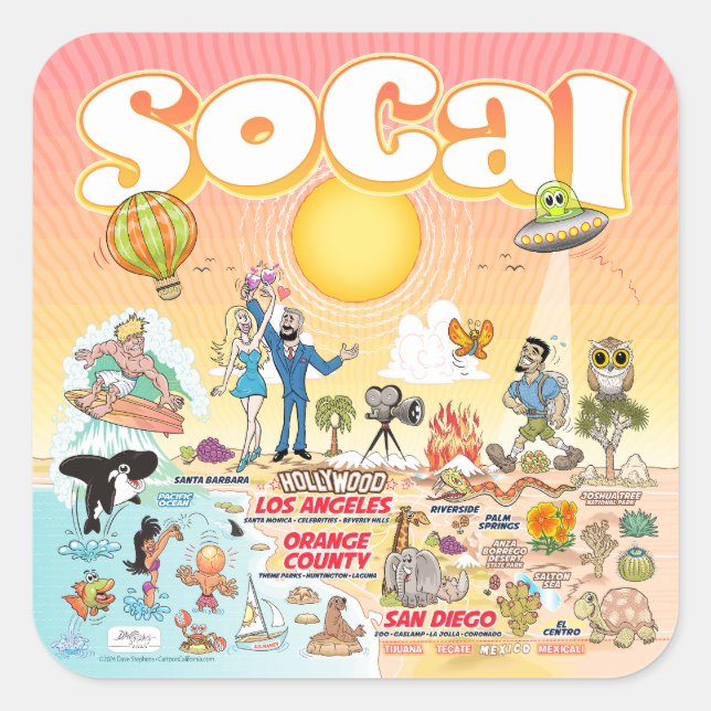 SoCal Quadratischer Aufkleber (Vorderseite)