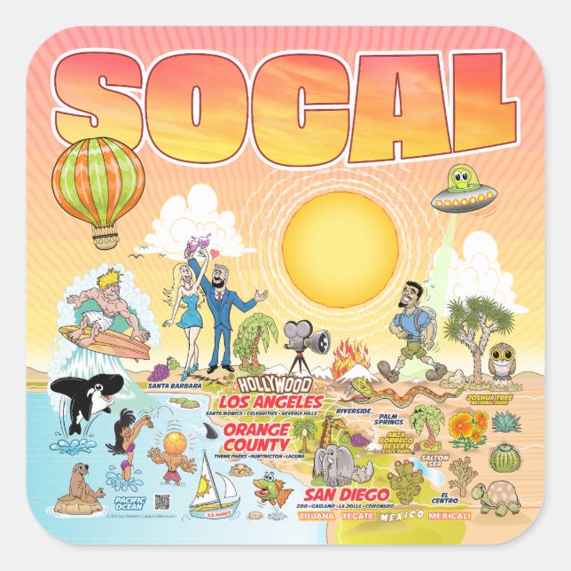 SoCal Quadratischer Aufkleber (Vorderseite)