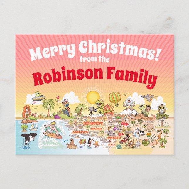 SoCal Sunset Custom Christmas Postkarte (Vorderseite)