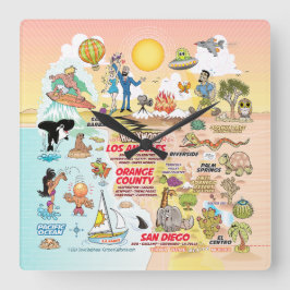 SoCal Sunset Quadratische Wanduhr