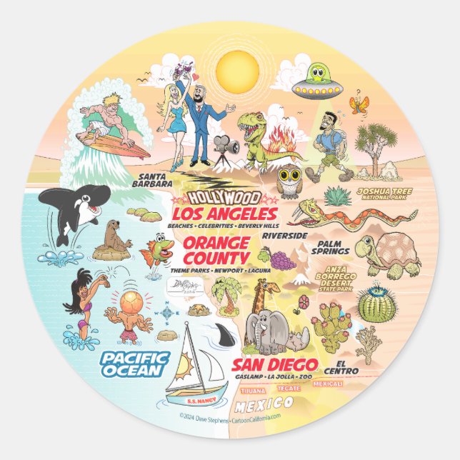 SoCal Sunset Runder Aufkleber (Vorderseite)