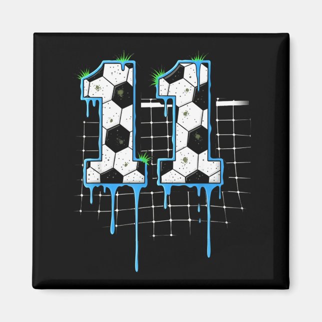 Soccer 11 Year Old Ice Cream Drip Youth 11th Birth Magnet (Vorne)