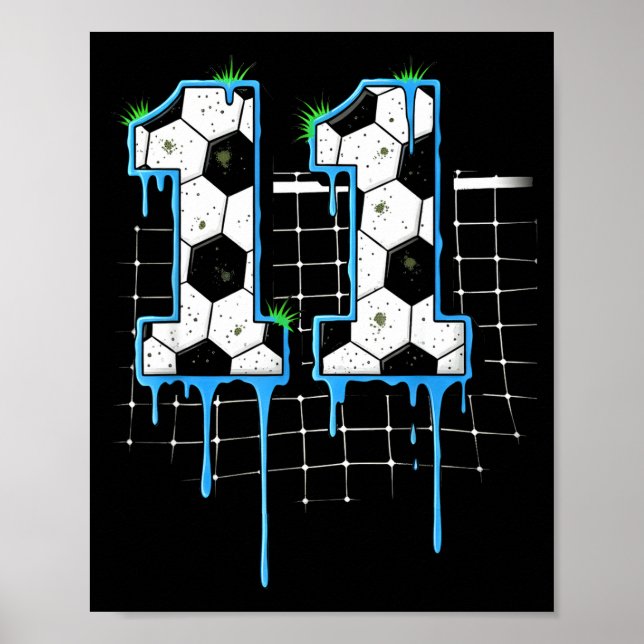 Soccer 11 Year Old Ice Cream Drip Youth 11th Birth Poster (Vorne)