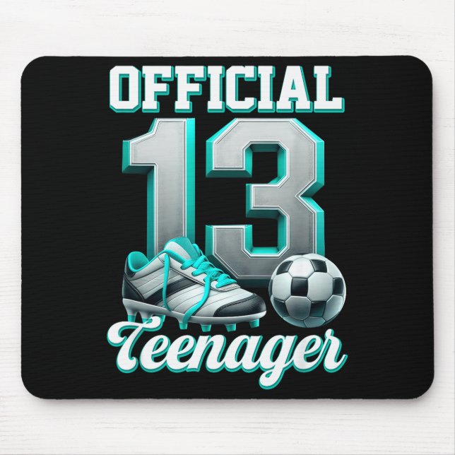 Soccer 13 Year Old Birthday Boy Thirteen Teenager  Mousepad (Vorne)