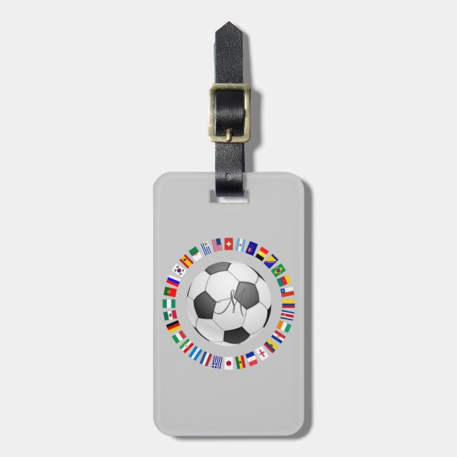 SOCCER 2014 - Personalisierte Monogramm Gepäckanhänger (Vorderseite vertikal)