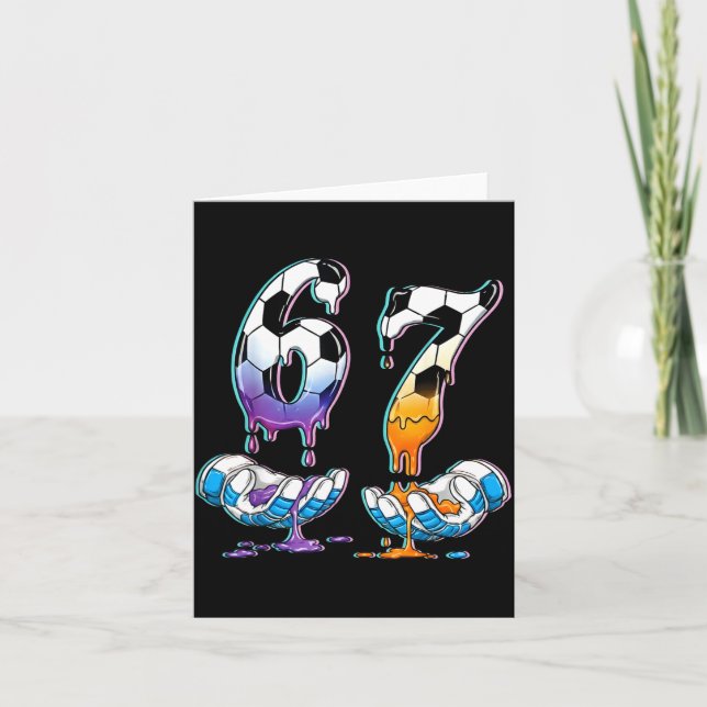 Soccer 67 Hands 6 7 Meme 6-7 Boys Teens Kids Dripn Karte (Vorderseite)