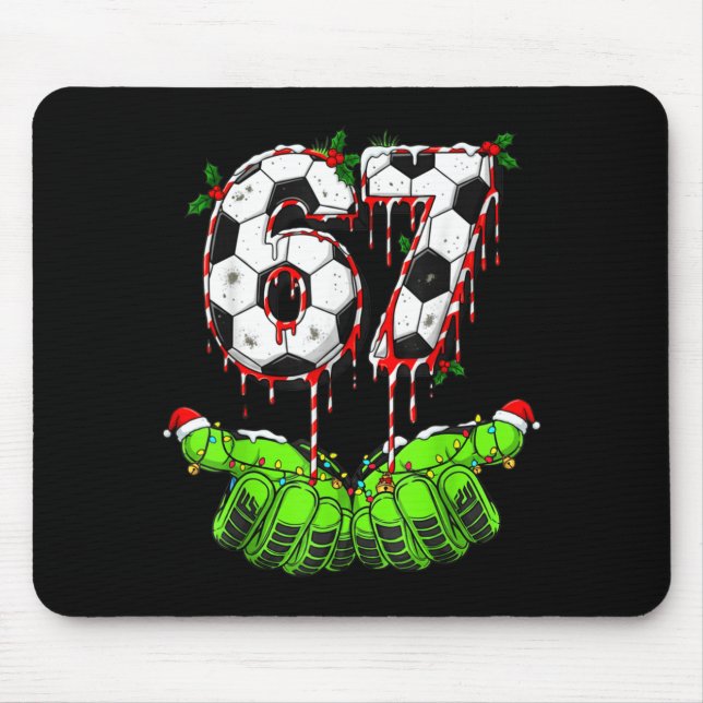 Soccer 67 Six Seven Funny Gen Alpha Meme Drip Chri Mousepad (Vorne)