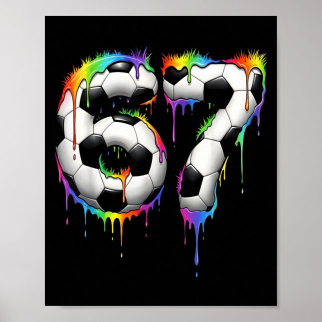 Soccer 67 Six Seven Funny Gen Alpha Meme Rainbow D Poster (Vorne)