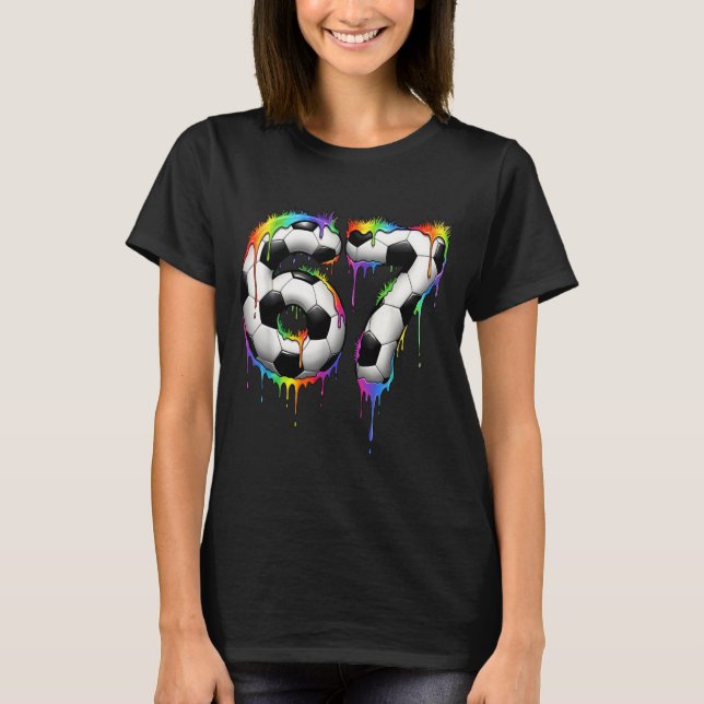Soccer 67 Six Seven Funny Gen Alpha Meme Rainbow D T-Shirt (Vorderseite)
