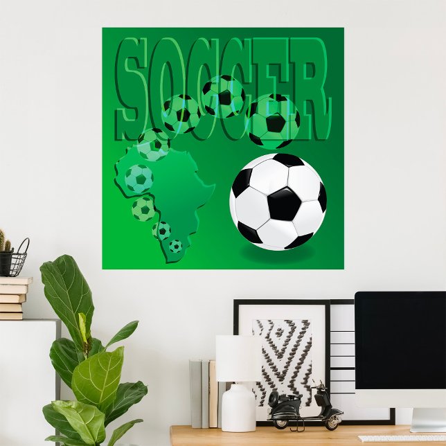 Soccer Africa Bold Green Football Poster (Von Creator hochgeladen)