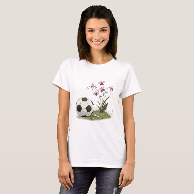 Soccer Ball and Orchidaceae T-Shirt (Vorne ganz)