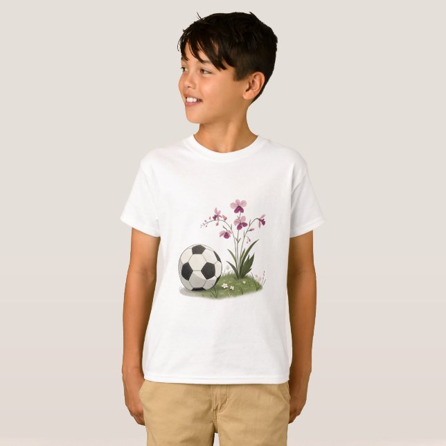 Soccer Ball and Orchidaceae T-Shirt (Vorne ganz)