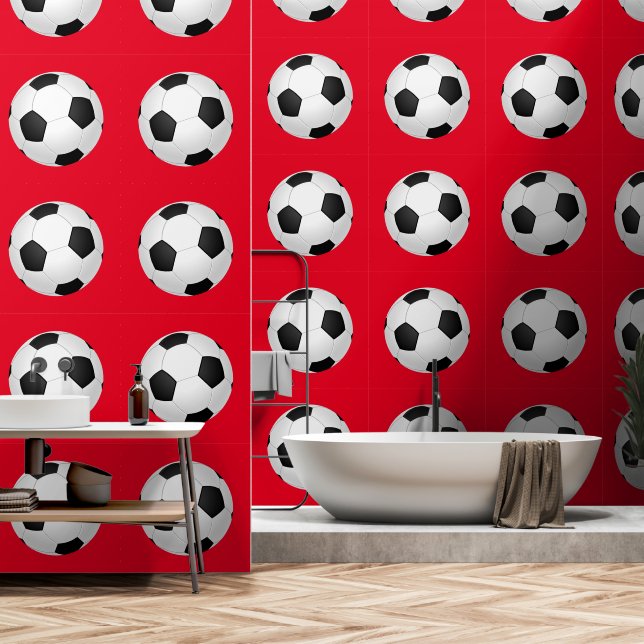 Soccer Ball Custom Color Red Tapete (Badezimmer)