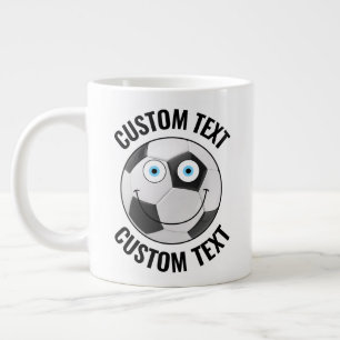 Soccer Ball Custom Happy Face & Personalisiert Tex Jumbo-Tasse