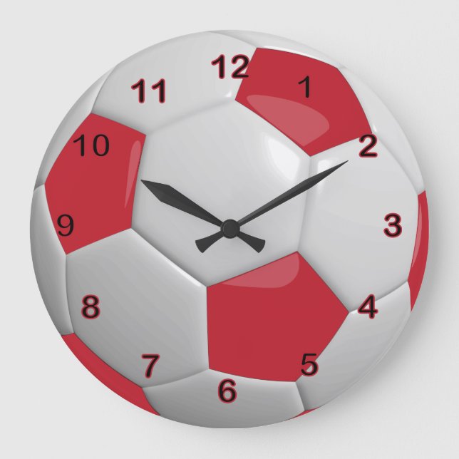 Soccer Ball Dark Red | Große Wanduhr (Vorderseite)