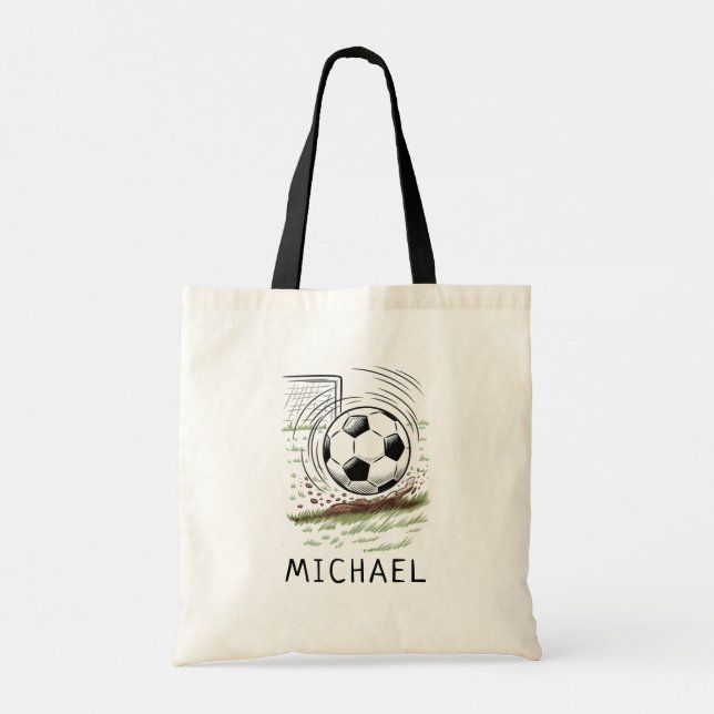 Soccer Ball Football Add Your Name Personalized Tragetasche (Rückseite)
