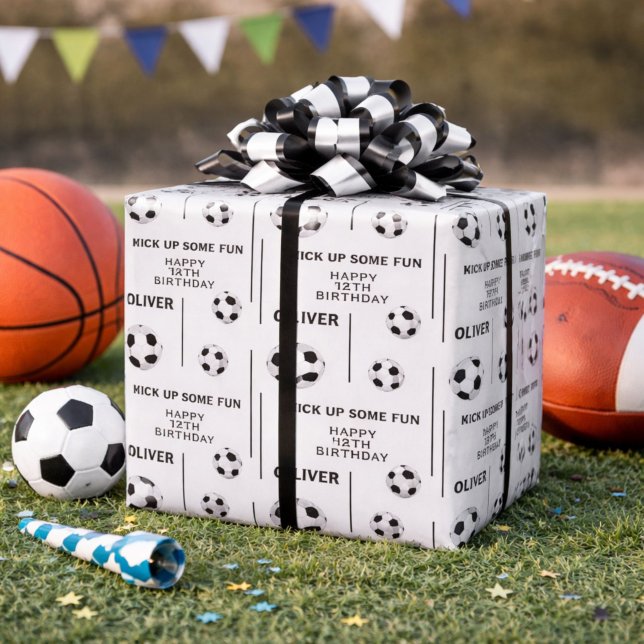 Soccer Ball Football Sports Kids Birthday Party Geschenkpapier (Von Creator hochgeladen)