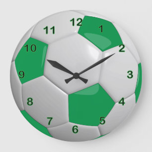 Soccer Ball   Green Große Wanduhr