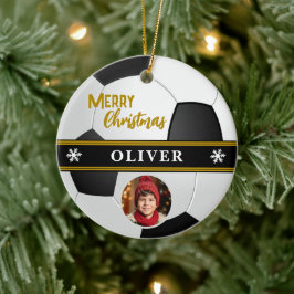 Soccer Ball Individuelle Name Frohe Weihnachts-Fot Keramik Ornament