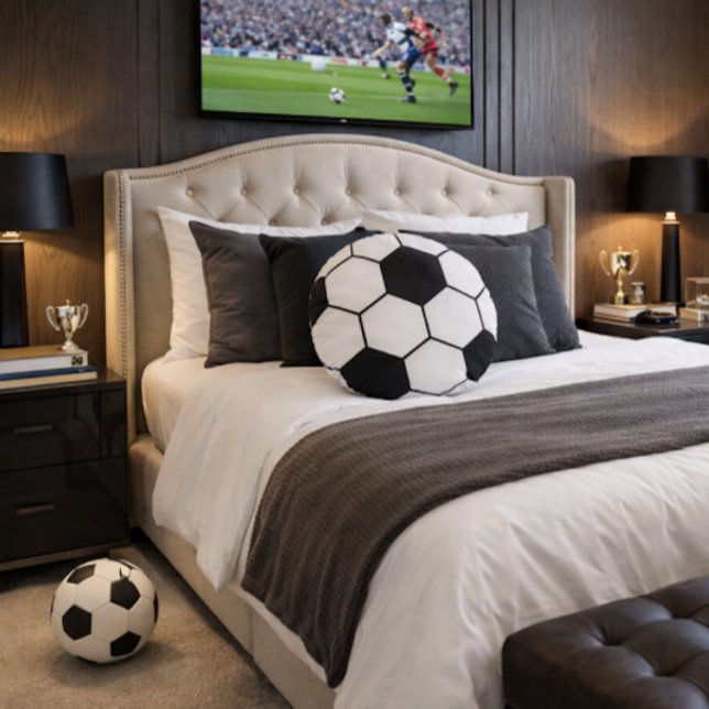 Soccer Ball Inspired Pattern Geometric Print  Rundes Kissen (Von Creator hochgeladen)