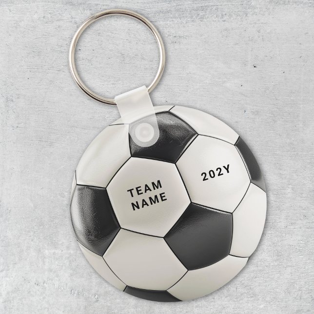 Soccer Ball Keychain | Personalized Team Name Year Schlüsselanhänger (Soccer ball design, perfect for football fans, team celebrations, birthdays & sports-themed parties!)