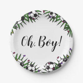 Soccer Ball Oh Boy Sports Game Thema Kinderdusche Pappteller