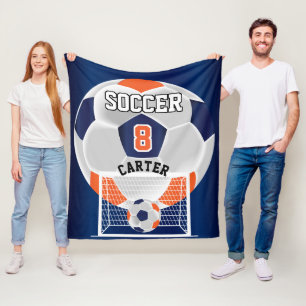 Soccer ⚽ Ball - Orange, White and Blue Fleecedecke