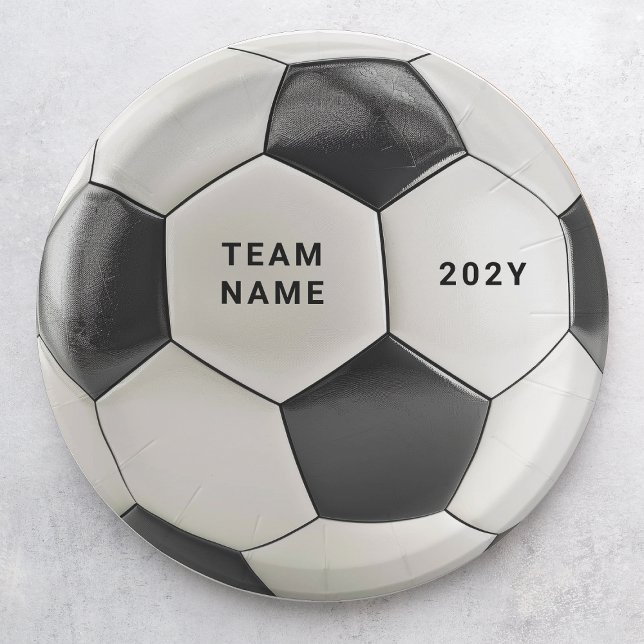 Soccer Ball Paper Plate | Team Name Party Plates Pappteller (Soccer ball design, perfect for football fans, team celebrations, birthdays & sports-themed parties!)