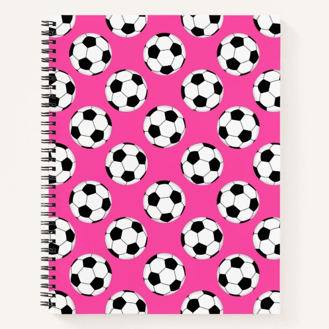 Soccer Ball Pattern Pink Notizbuch (Vorderseite)