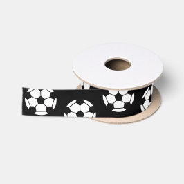 Soccer Ball Pattern Satin Satinband