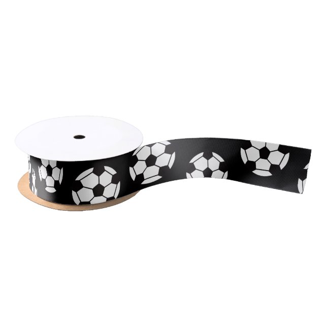 Soccer Ball Pattern Satin Satinband (Spule)