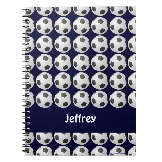 Soccer Ball Personalisiert Name Spirale Notizblock (Vorderseite)