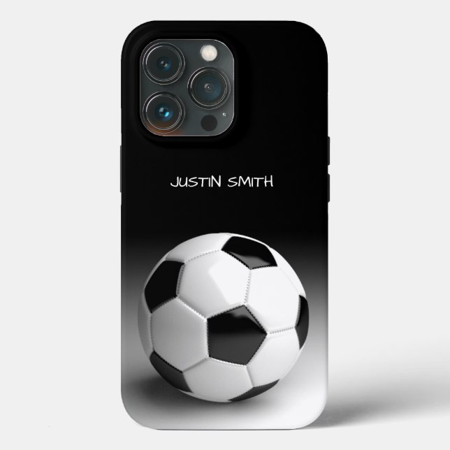 Soccer Ball Personalisiert Phone Case Black (Rückseite)