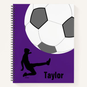 Soccer Ball Player Kick Lila Spiral Notebook Notizbuch