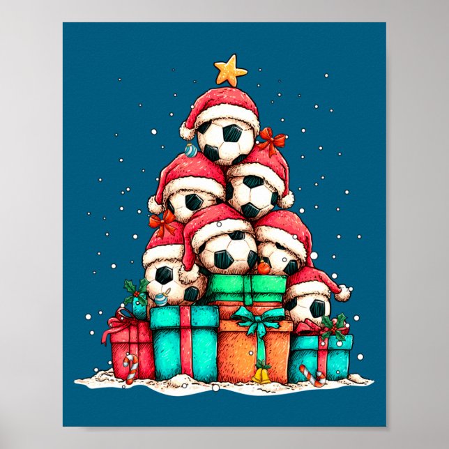 Soccer Ball Player Le Christmas Tree Xmas Long Sle Poster (Vorne)