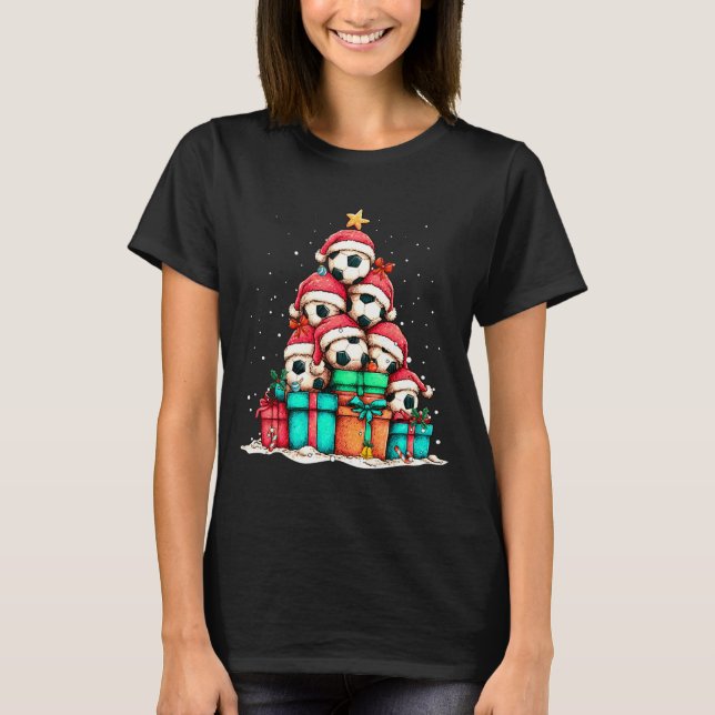 Soccer Ball Player Le Christmas Tree Xmas Long Sle T-Shirt (Vorderseite)