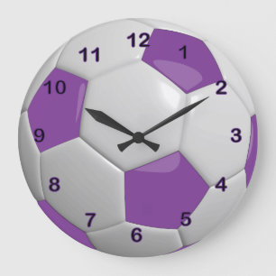 Soccer Ball Purple Große Wanduhr