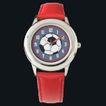 Soccer Ball Red White Blue Armbanduhr<br><div class="desc">Coole Ball-Armbanduhr in Rot-Weiß und Blau</div>